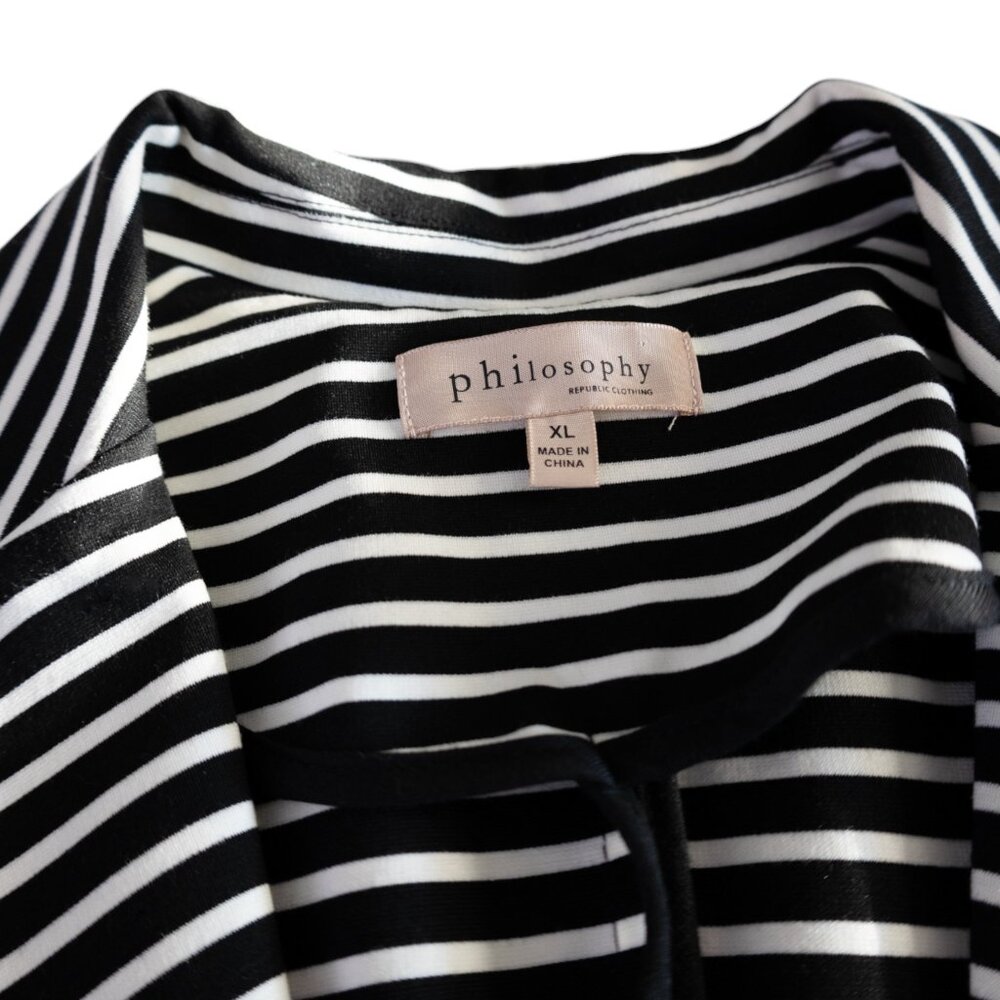 Philosophy Republic Clothing Black and White Striped Women's Blazer / Jacket - Picture 6 of 11